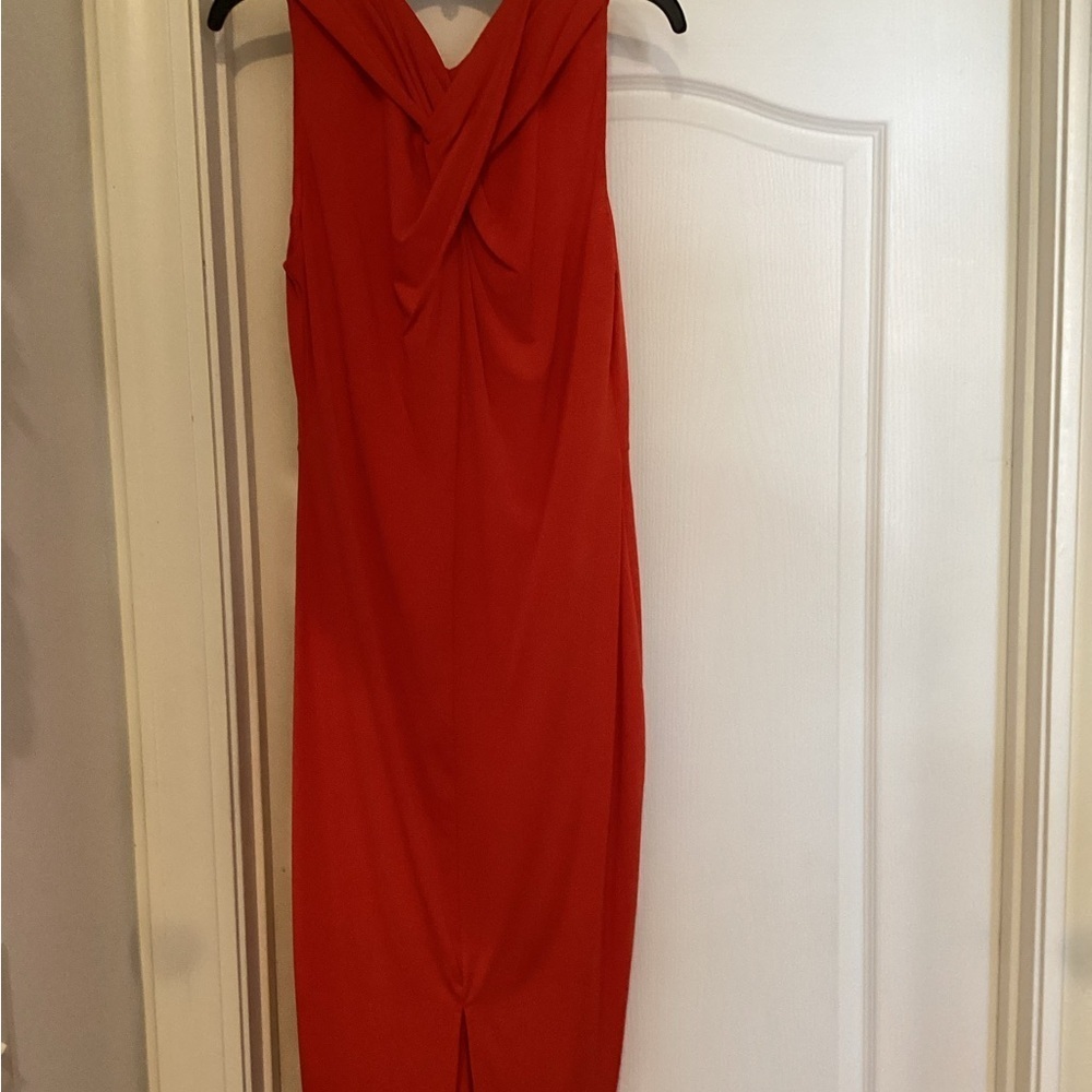 Sam Edelman Vibrant Red Midi Zip Up Back Dress